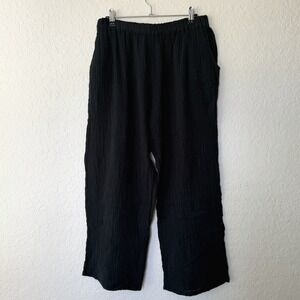 Bryn Walker Cotton Gauze Pants Women Size Small Black Cotton Pull On Lightweight